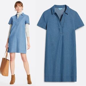 Draper James Collared Chambray Denim Mini Shirt Dress 6